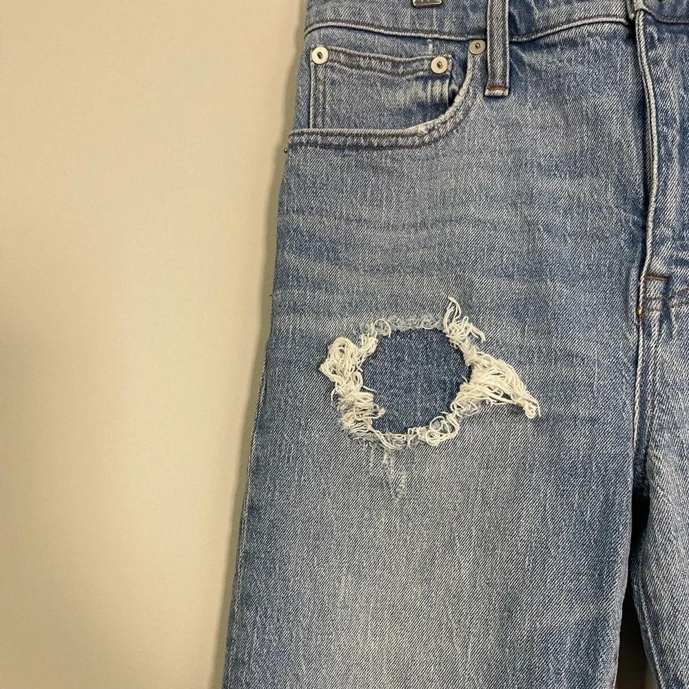 Madewell Womens Jeans Size 27 Blue Classic Straight Distressed Denim Bottoms - Picture 5 of 12